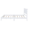 Full Size Wood Platform Bed Frame, Retro Style Bed With Rectangular Headboard,No Need Box Spring,White Full White Wood