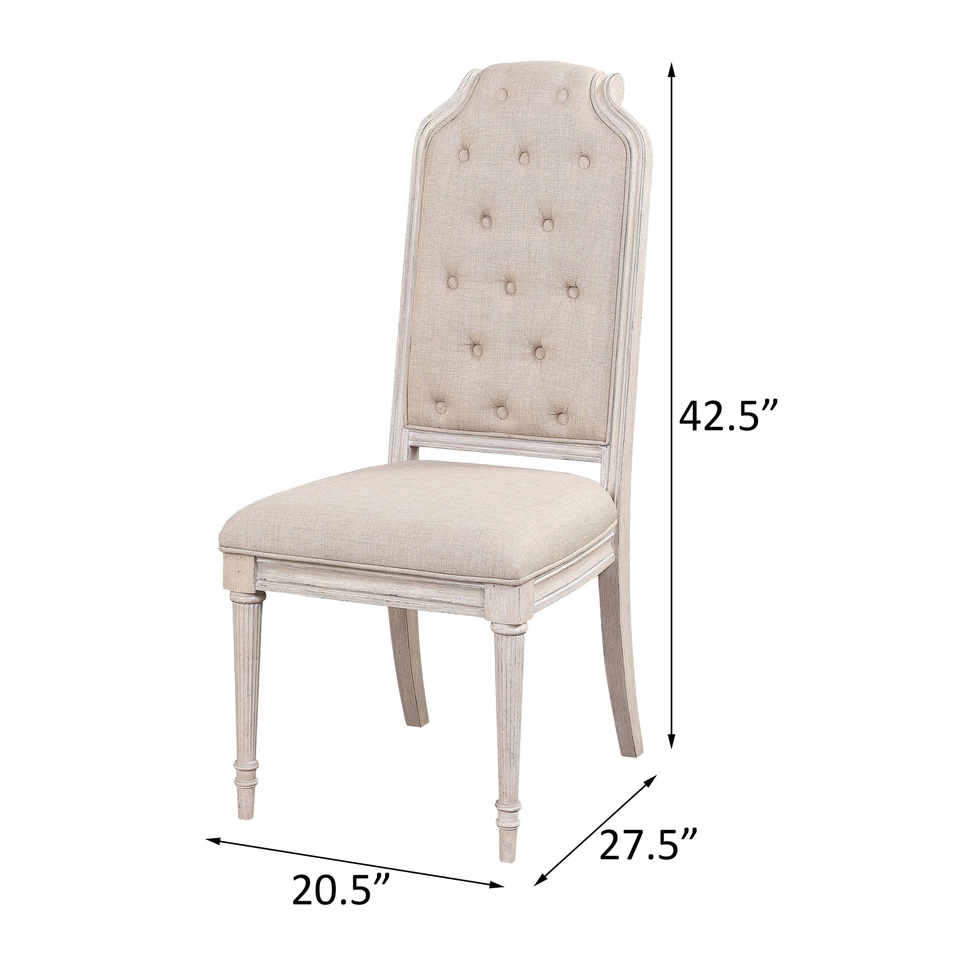 Beige And Antique Champagne Tufted Back Side Chairs Set Of 2 Champagne Dining Room Traditional Rubberwood Set Of 2 Wood Fabric