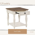 Oak And Antique White 1 Drawer End Table With Shelf Oak Primary Living Space Drawers Rectangular Wood