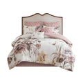 8 Piece Cotton Printed Comforter Set Blush Queen Queen Blush Polyester