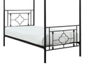 1Pc Twin Platform Canopy Bed Black Finish Metal Frame Ball Finials Modern Traditional Look Box Spring Not Required Twin Black Metal Bedroom Canopy Metal