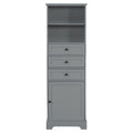 Gray Tall Storage Cabinet With 3 Drawers And Adjustable Shelves For Bathroom, Study, Office And Interior, Mdf Board With Painted Finish Gray Mdf