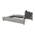 Full Size Velvet Platform Bed With Bear Shaped Headboard, With Bed End Storage Pocket, Gray Full Gray Plywood