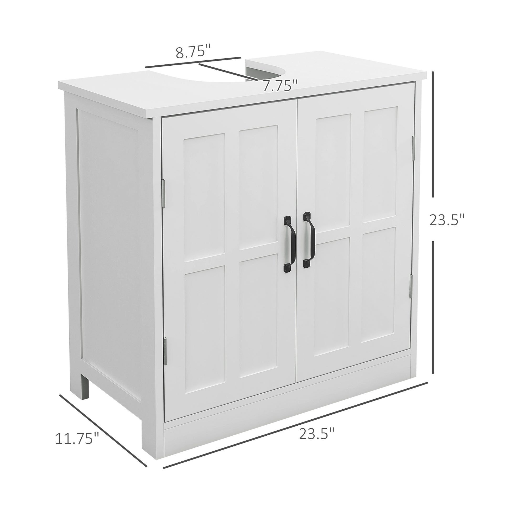 Bathroom Sink Cabinet, Pedestal Sink Cabinet With Adjustable Shelf, White White Particle Board