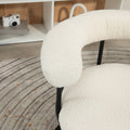Coolmore Boucle Dining Chairs Set Of 2, Mid Century Modern Curved Backrest Chair, Round Upholstered Kitchen Chairs Beige Boucle Beige Foam Mdf Metal