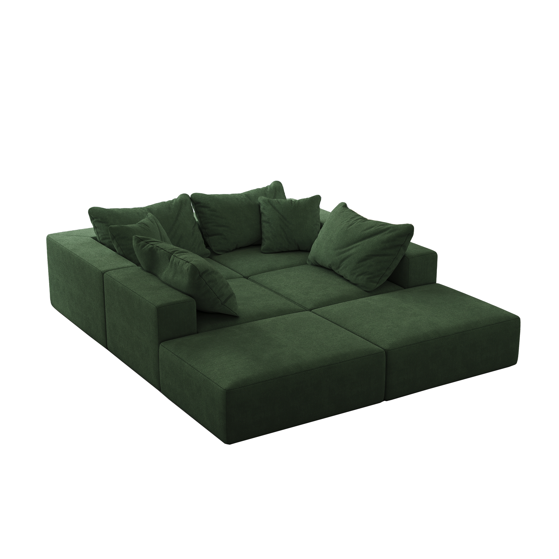 Oversized Sponge Cloud Sofa,Modern Upholstered Sectional Sofa Couch Set,Modular 162" L Shaped Sectional Living Room Sofa Set With 6 Pillows,Free Combination Sofa Couch For Living Room,Bedroom Green Foam Chenille 6 Seat