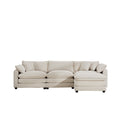 Sectional Sofa Modular Deep Seat 3 Seat Sofa Couch With Ottoman,Comfy Upholstered Furniture For Living Room,Light Beige Corduroy Sofa Beige Corduroy 3 Seat
