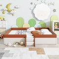 King Size Upholstered Daybed Frame With Fence And Stairs, Brown White King Brown White Mdf Lvl