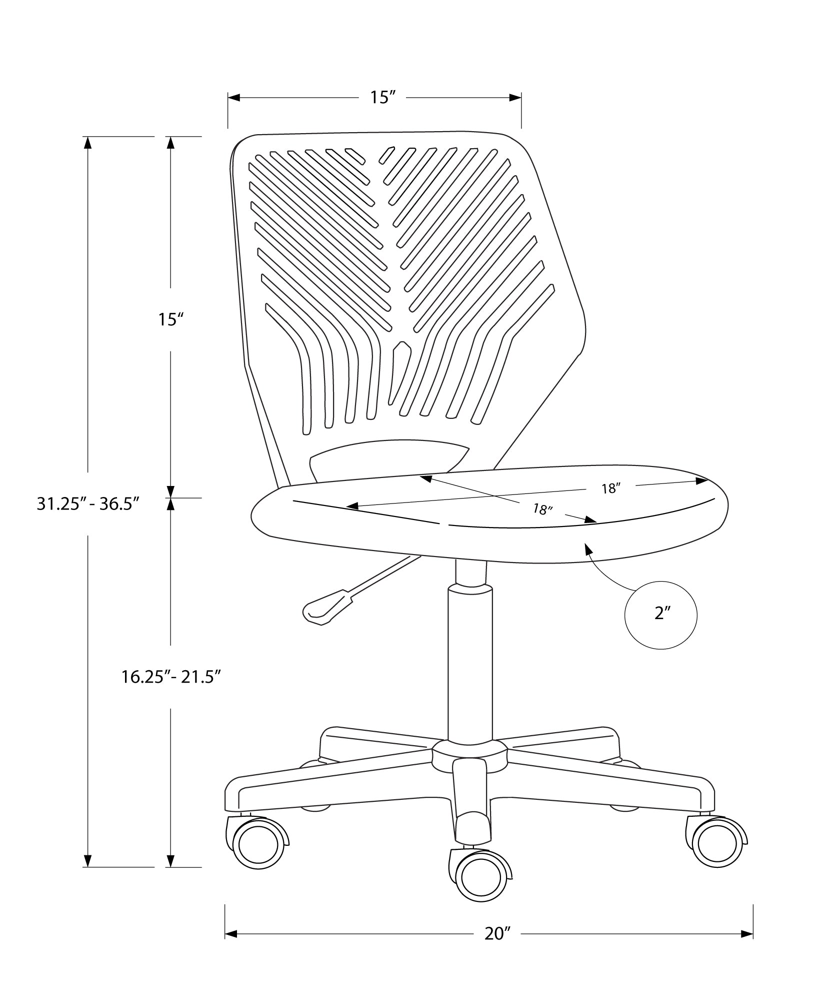 Office Chair, Adjustable Height, Swivel, Ergonomic, Computer Desk, Work, Juvenile, Black Mesh, Black Metal, Contemporary, Modern Black Foam Polyester