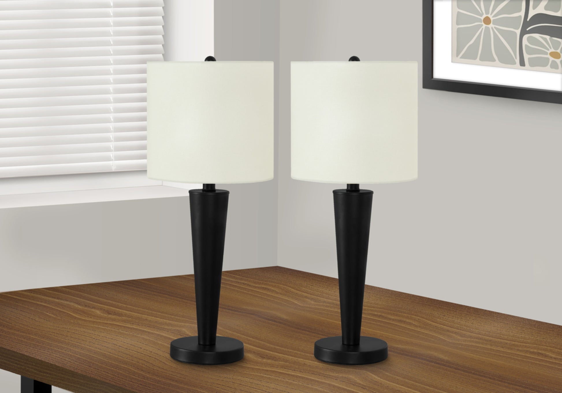 Lighting, Set Of 2, 24"H, Table Lamp, Usb Port Included, Black Metal, Ivory Cream Shade, Contemporary Black Metal