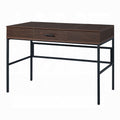 Oak And Black 1 Drawer Writing Desk With Usb Port Oak Writting Desk Office Industrial Rectangular Drawers Wood Metal