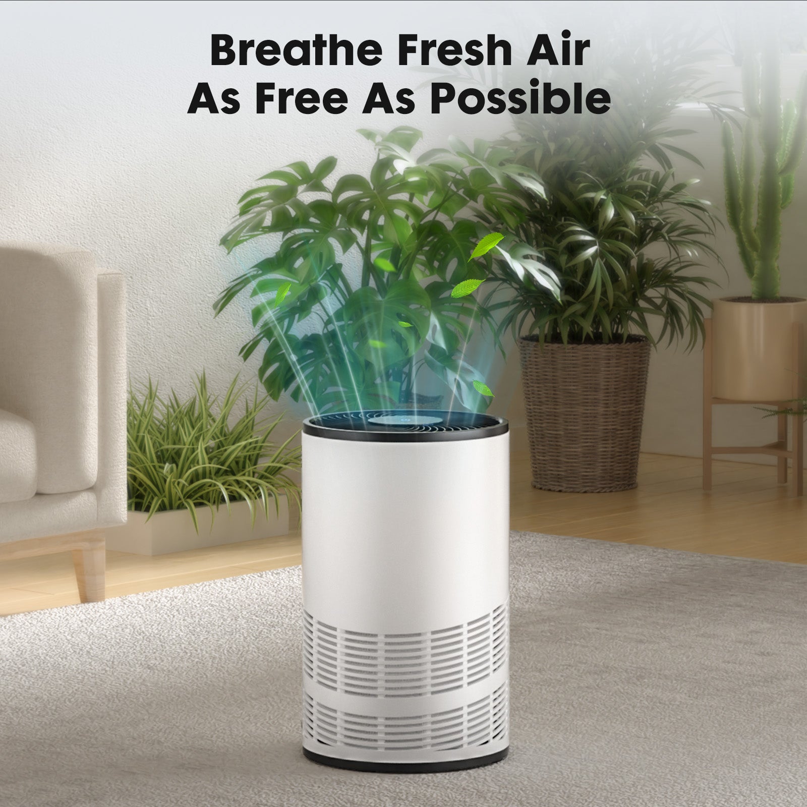 Purifier With An Replacement Hepa Filter, Portable Air Purifiers With Air Quality Monitor For Home Bedroom Large Room Covers Up To 1200Ft , 360 Outlet Air Cleaner, 25Db Sleep Mode White Plastic