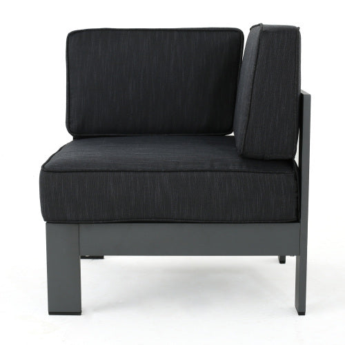Cape Coral Outdoor Aluminum Sectional Sofa Set Dark Gray Aluminium
