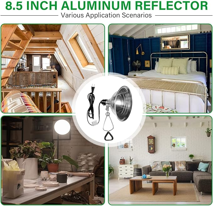 Clamp Lamp Light With 8.5 Inch Adjustable Aluminum Reflector And 6 Feet Cord, Up To 150W E26 Socket No Bulb Included , Silver And Black, 4 Pack Black And Silver Metal