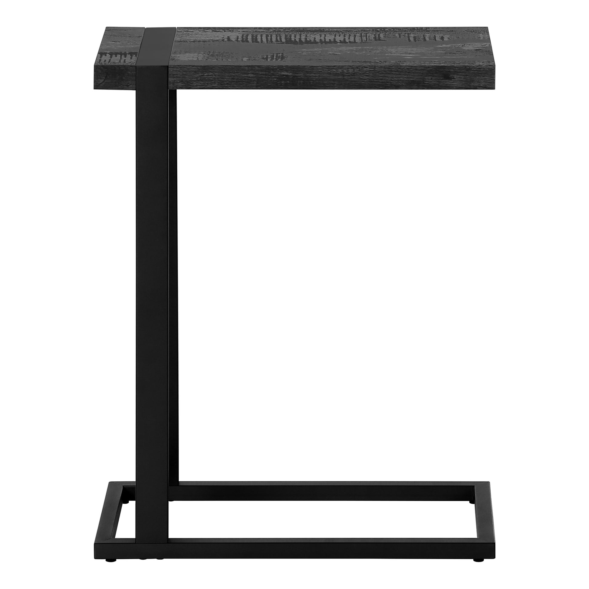 Accent Table, C Shaped, End, Side, Snack, Living Room, Bedroom, Black Laminate, Black Metal, Contemporary, Modern Black Mdf