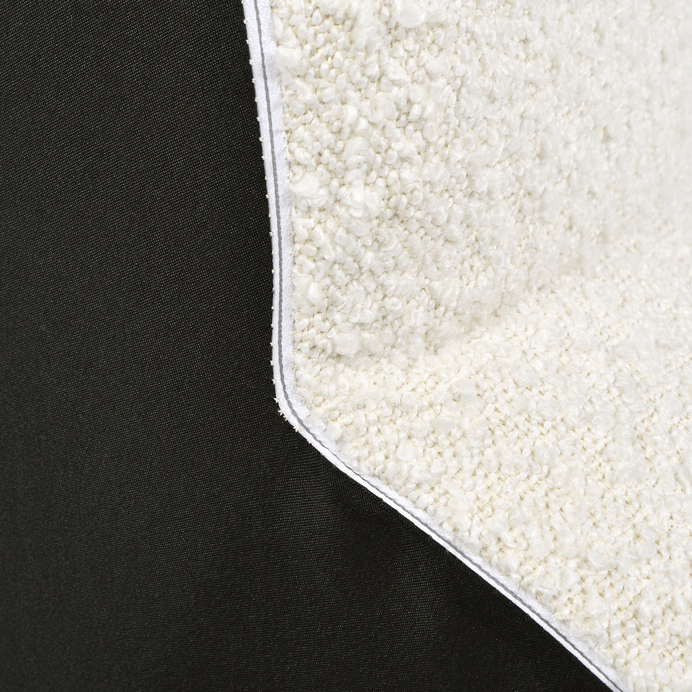 Cr 26.5" Floor Cushion Footrest Ottoman, Ivory White Boucle White Foam Boucle