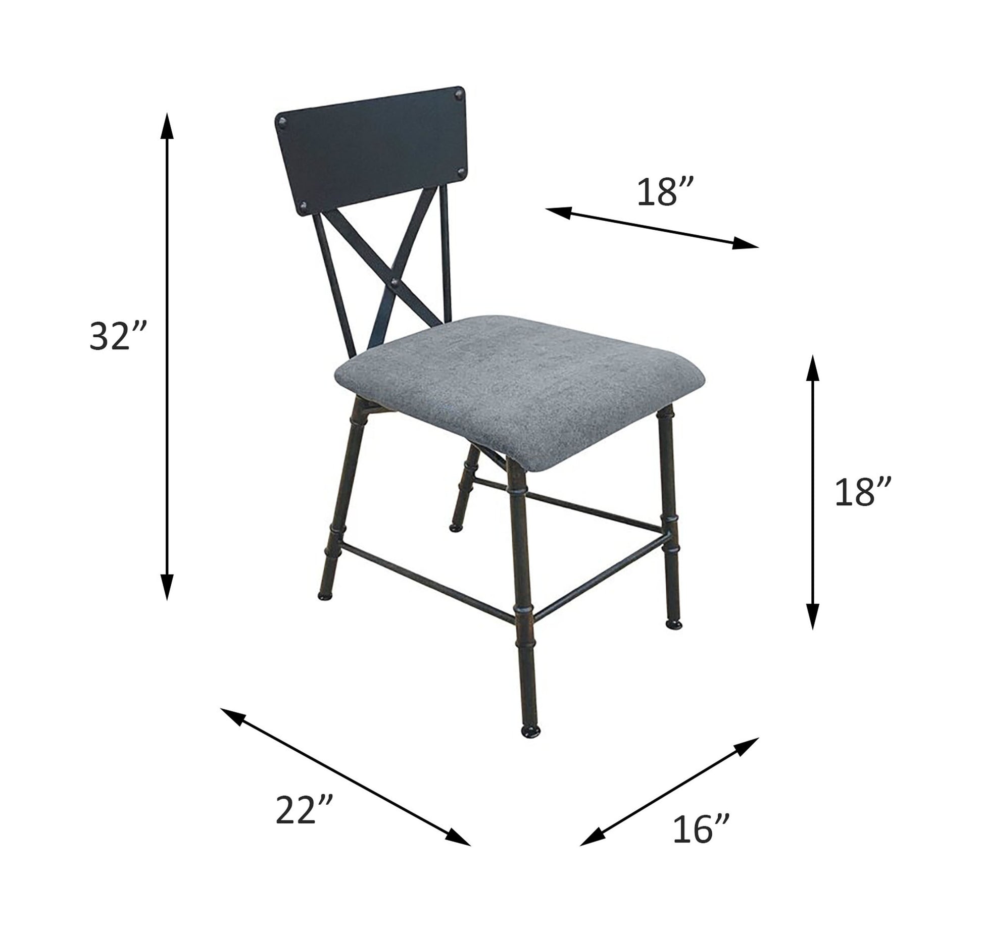 Antique Oak And Sandy Grey Office Chair With Metal Leg Grey Black Primary Living Space Wood Fabric