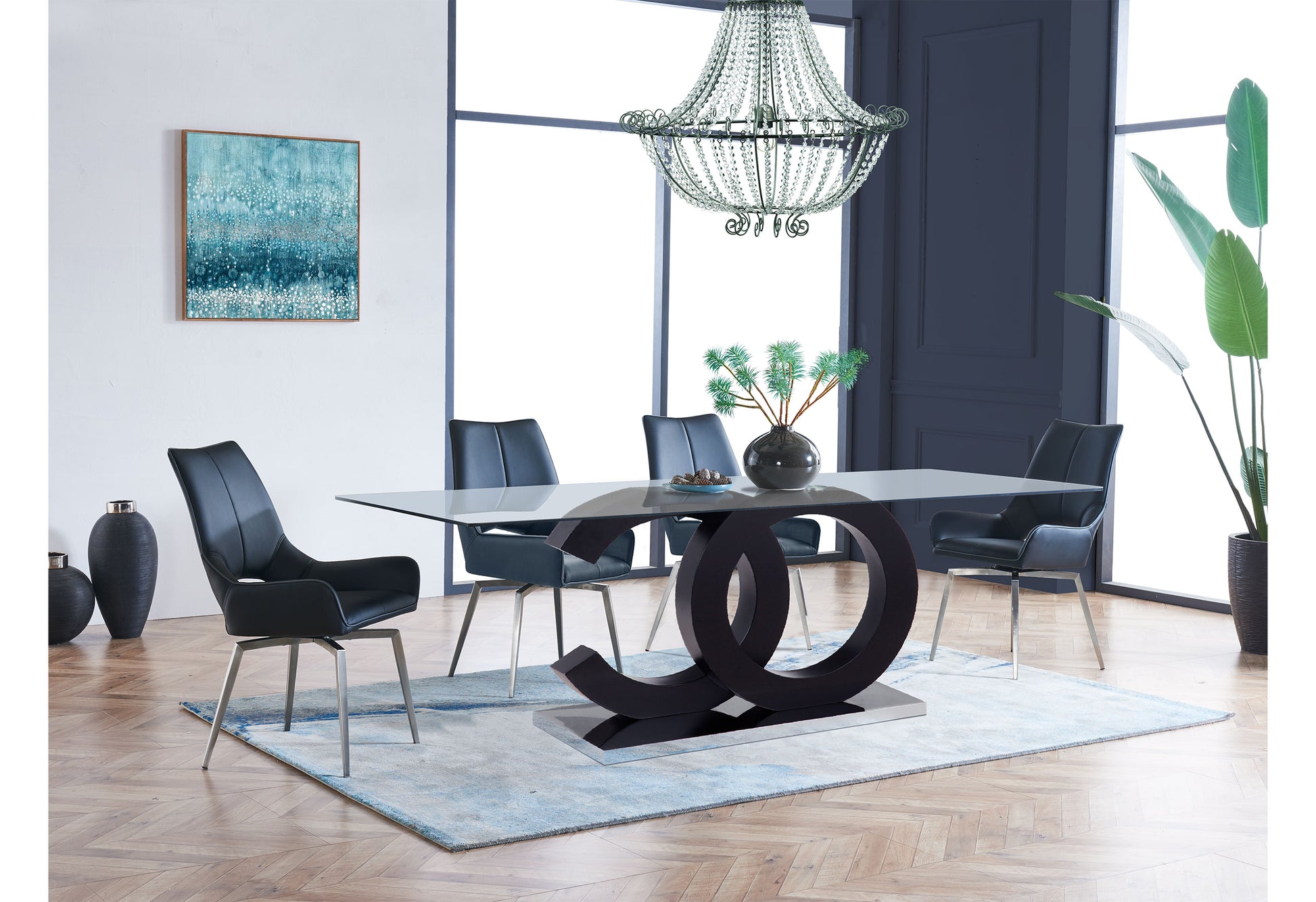 Aston Dining Table Black Mdf Steel