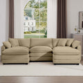 Oversized Modular Cushion Sofa, Portable Ottoman, L Shaped Corner Low Back Deep Seating Spacious Sofa Set And Sofa Bed For Home Apartment Living Room Set, Tan Corduroy Tan Corduroy 3 Seat