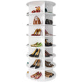 7 Tier Rotating Shoe Rack Tower, Spinning Shoe Display, 360 Shoe Rack Storage Round Carousel, Vertical Handbag Rotate Shoes Closet Organization, Christmas Gift White White Pvc