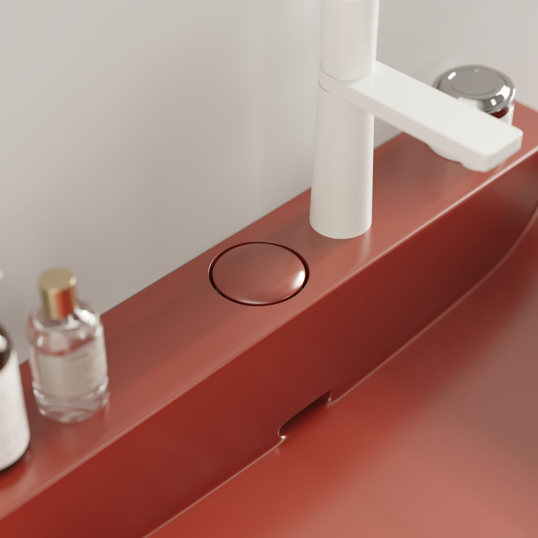 Lofi 24'' Bathroom Sink Without Cabinet, Red Ceramic Basin Red Bathroom Modern,Scandinavian Ceramic