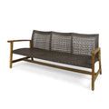 Hampton Wood Wicker 3 Seater Natural Metal & Wood