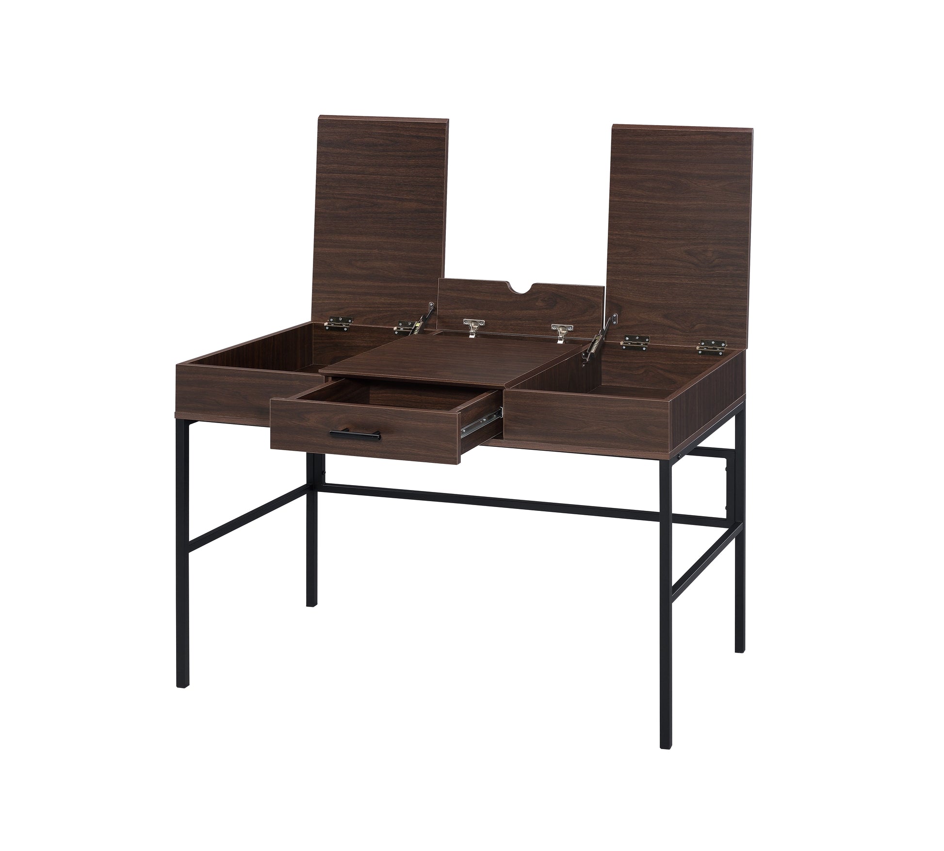 Verster Oak & Black Finish Writing Desk W Usb Black,Oak Metal,Synthetic Wood