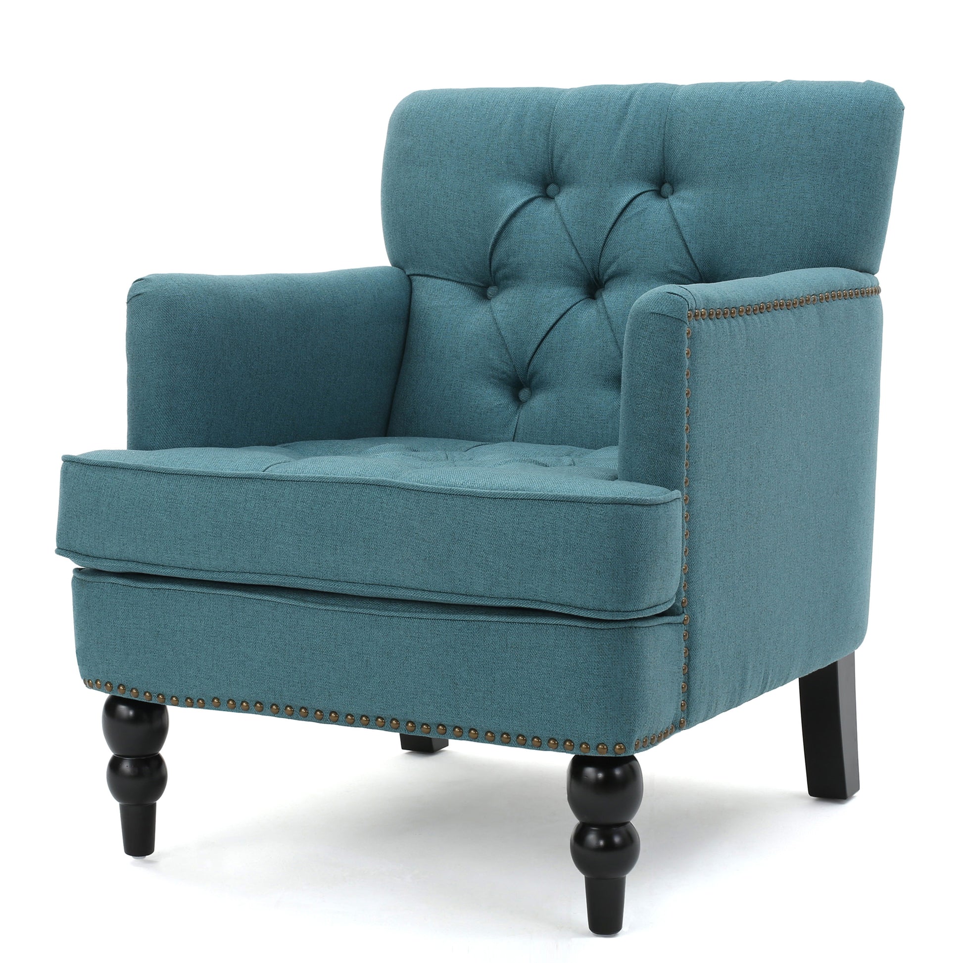 Harrison Tufted Club Chair Teal Fabric