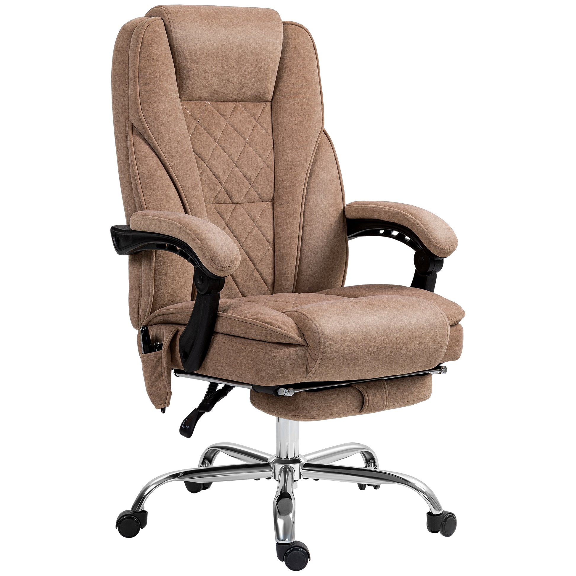 Vinsetto Massage Office Chair With Foot Rest, Executive Office Chair With 6 Vibration Point And Heat, Reclining Computer Chair, Swivel Desk Chair, Adjustable Height, Brown Brown Polyester