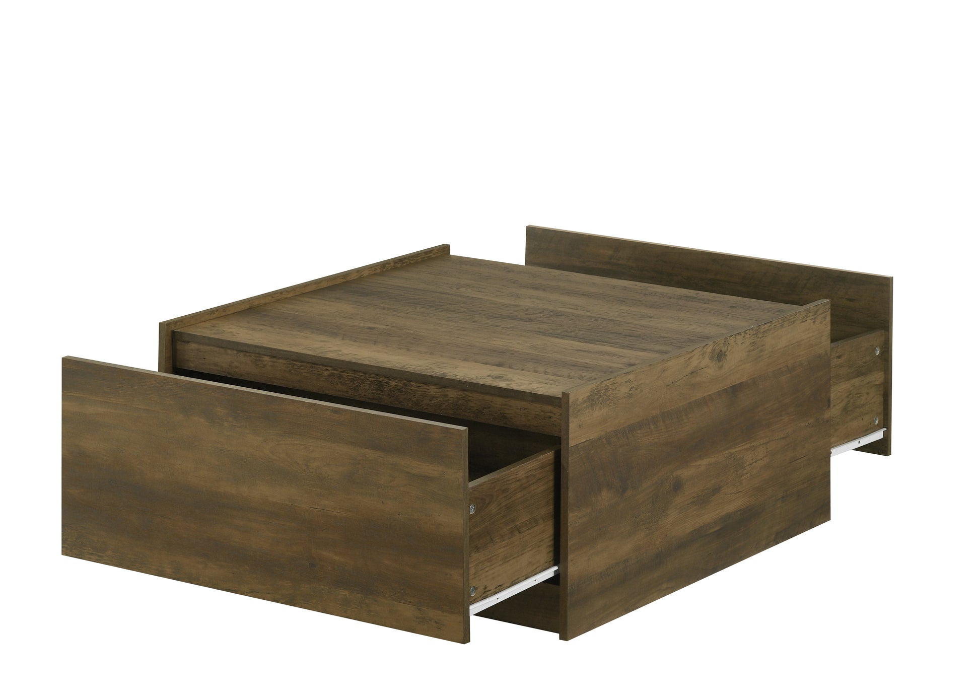 Travon 31.5"W Oak Finish Square Coffee Table With 2 Drawers Oak Engineered Wood