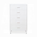 White 5 Drawer Chest With Single Handles White Bedroom Contemporary Particle Board Mdf