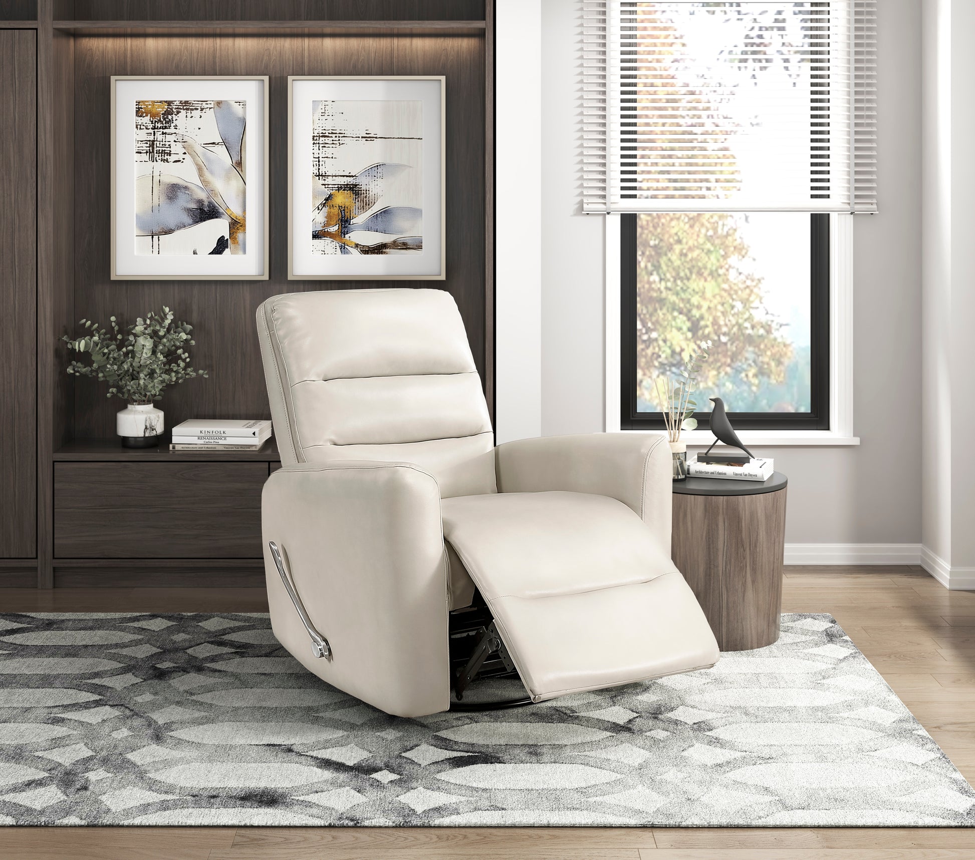 Glider Reclining Chair Swivel Motion Beigefaux Leather Upholstery Luxury Living Room Furniture, Movie Chair Beige Faux Leather Wood Primary Living Space Plywood,Solid Wood