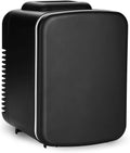 Mini Fridge, 4L 6 Can Portable Cooler & Warmer Freon Free Small Refrigerator Provide Compact Storage For Skincare, Beverage, Food, Cosmetics, Black Black Plastic