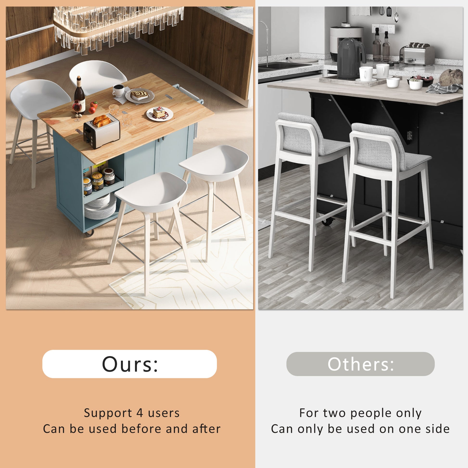 K&K Kitchen Island With Foldable Counter Top, Kitchen Storage Cart With Slide Out Shelf, Towel Rack And Drawer, Rolling Kitchen Cart On Wheels, For Kitchen, Living Room, Dining Room, Grey Blue Grey Blue Brown Kitchen Classic,Farmhouse,Luxury,Modern