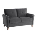 Modern Living Room Sofa Set 2Pcs Comfort Sofa Loveseat Plush Seatbacks Tufted Detail Gray Velvet Upholstery Solid Wood Frame Furniture Gray Velvet Wood Primary Living Space Modern Flared Arms Solid Wood 5 Seat