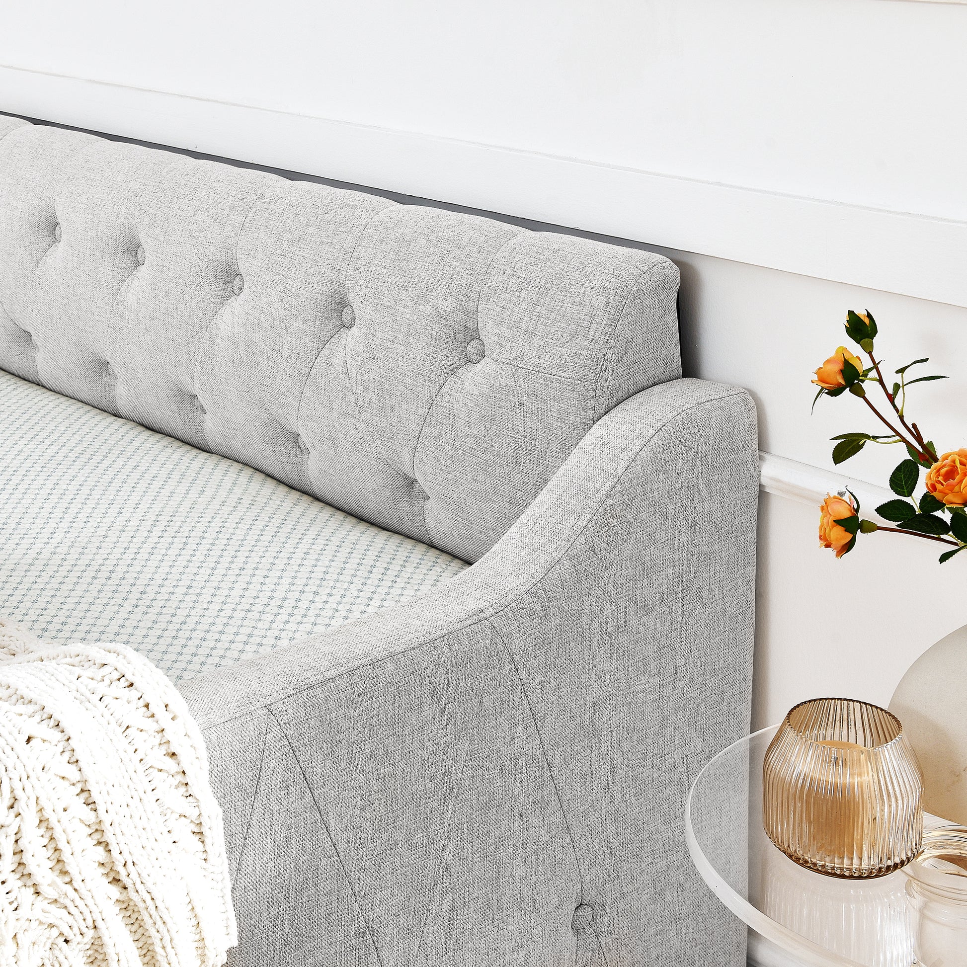 Full Size Upholstery Daybed With Twin Size Erectable Trundle And Usb Charging Design, Linen Beige Box Spring Not Required Full Beige Bedroom Linen Linen