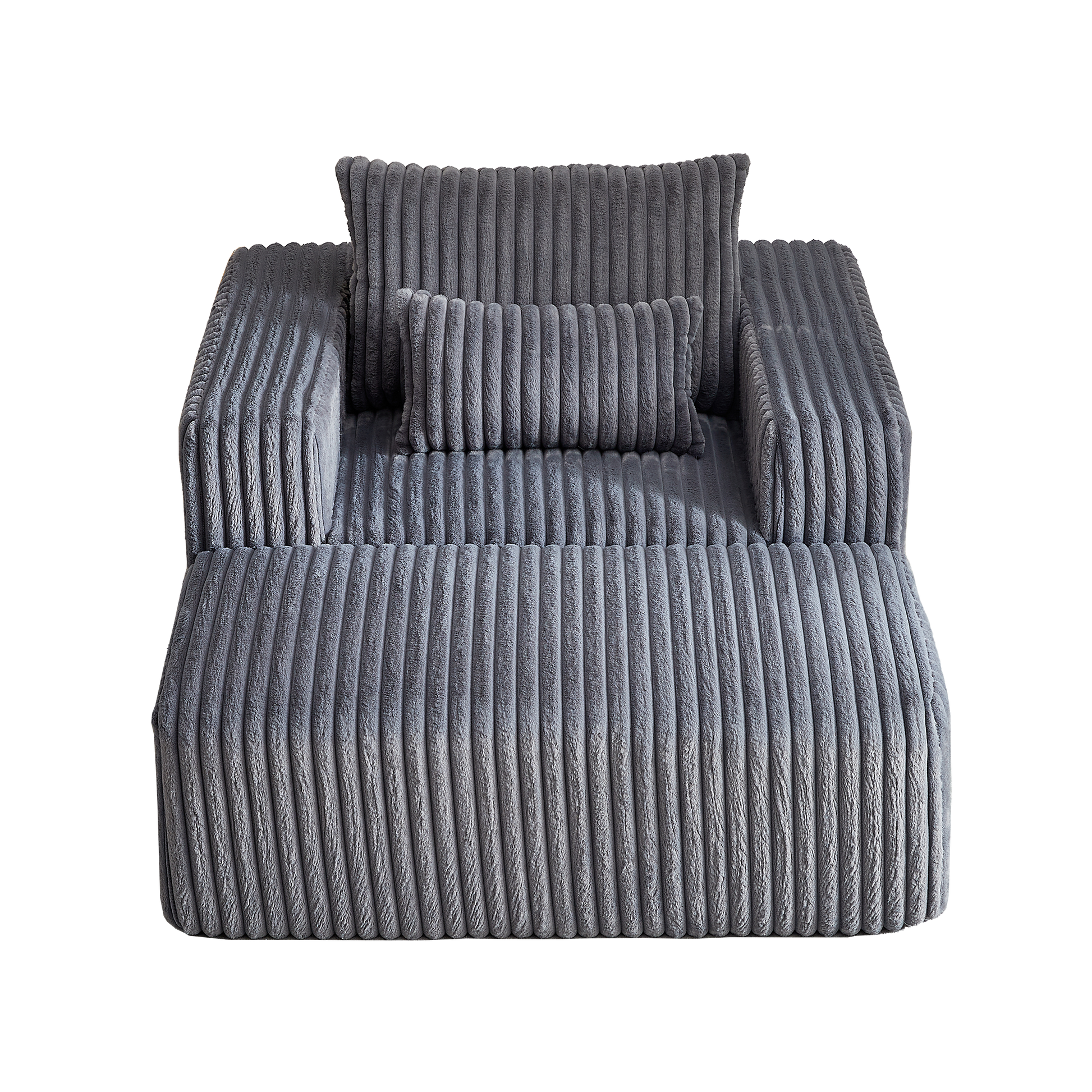 62.5 Inch Corduroy Sponge Sofa Lounge Chair With Removable Footrest,No Assembly Required,Fluffy Modern Sleeper Chair For Indoor Living Room Bedroom Grey Foam Corduroy 1 Seat
