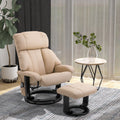 Homcom Massage Recliner Chair With Ottoman, 360 Swivel Recliner And Footstool, 10 Point Vibration, Pu Leather Reclining Chair With Side Pocket And Remote Control, Beige Beige Wood