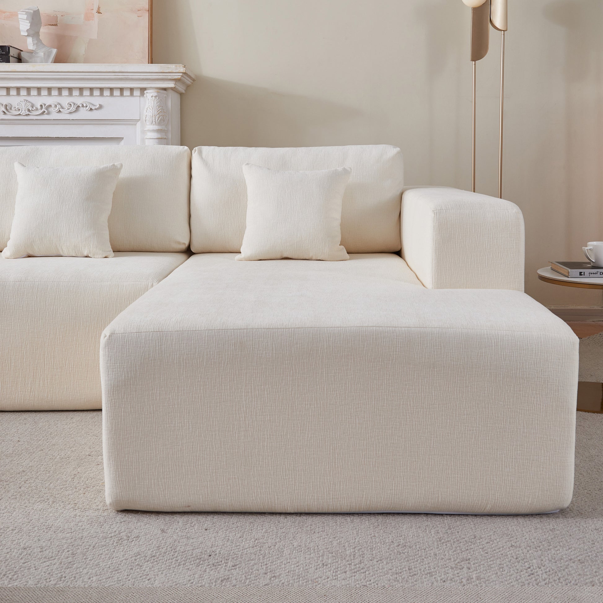 Chenille U Shaped Sectional Sofa Couch, Reversible & Spacious, Ultimate Comfort With Plush Cushions, Perfect For Modern Living Rooms Beige Medium Soft Foam Chenille 6 Seat