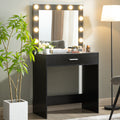 Vanity Desk With Mirror And Lights, Dressing Table With Large Drawer, 1 Level Storage Dresser & 3 Lighting Modes Adjustable Brightness, Suitable For Bedroom Black Black Particle Board