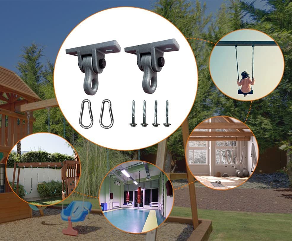 Heavy Duty Black Swing Hangers Screws Bolts Included Over 5000 Lb Capacity Playground Porch Yoga Seat Trapeze Wooden Sets Indoor Outdoor 2 Pack Black Aluminum