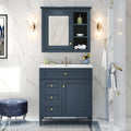 30'' Bathroom Vanity With Top Sink, Modern Bathroom Storage Cabinet With 2 Drawers And A Tip Out Drawer, Freestanding Vanity Set With Mirror Cabinet, Single Sink Bathroom Vanity 3 Blue 2 Mirror Included Bathroom Wall Mounted Modern Solid Wood Painted