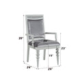 Maverick Fabric & Platinum Finish Arm Chair Set Of 2 Silver Fabric,Synthetic Wood