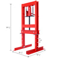 Hydraulic 6 Ton H Frame Garage Floor Adjustable Shop Press With Plates, 6T,Red Red Steel