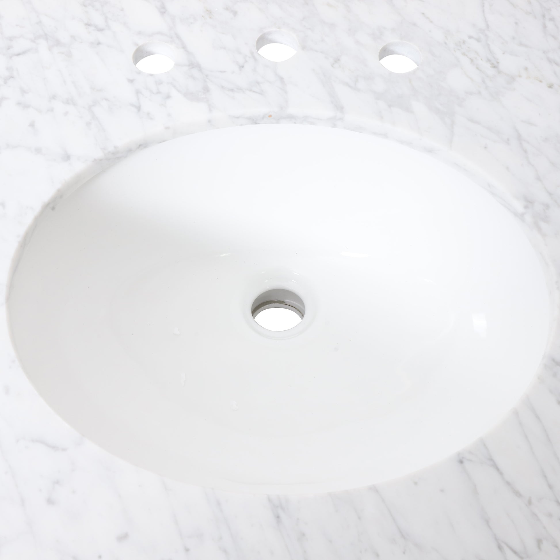 61'' Bathroom Vanity With Marble Top & Double Ceramic Sinks, 4 Drawers, Open Shelf, White White Plywood