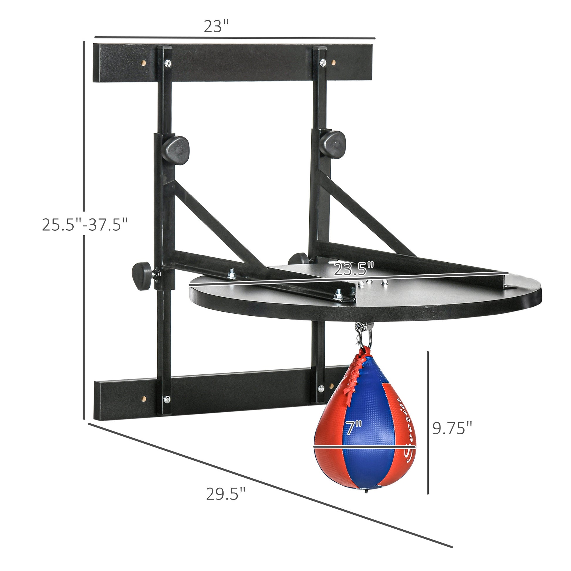 Soozier Adjustable Speed Bag Platform, Wall Mounted Speed Bags For Boxing, With 360 Degree Swivel And 10'' Speedbag Colorful Steel