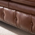 Traditional Tufted Leather Chesterfield Sofa Light Brown Leather 3 Seat