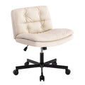Large Size Swivel Home Office Desk Chair Armless Office Room Chair Caster Wood Beige Primary Living Space Foam Dry Clean American Design,Casual,Contemporary,Minimalist,Modern Handle Office Chairs Solid Back Foam Adjustable Height Leather