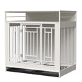 43.3 Inch Dog Crate Furniture For Large Dogs,Wooden Dog Crate With Divider,Double Door Dog Kennel With Three Drawers Storages,Heavy Duty Dogs Decorative Pet House For Large Medium Dogs ,White White