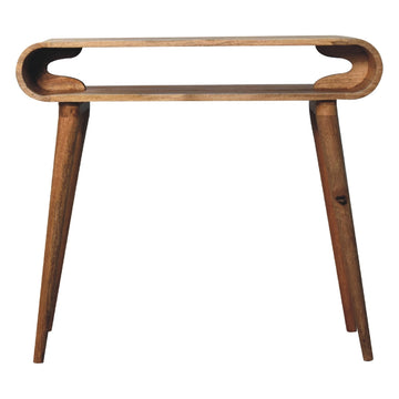 Solid Wood Amaya Chestnut Nordic Style Console Table Beige Brown Light Brown Primary Living Space Modern Floor Mount Mango Open Storage Console Tables Lacquered Solid Wood